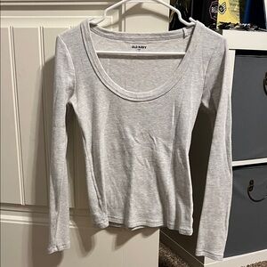 Old Navy Women's Light Gray Long Sleeve Tee